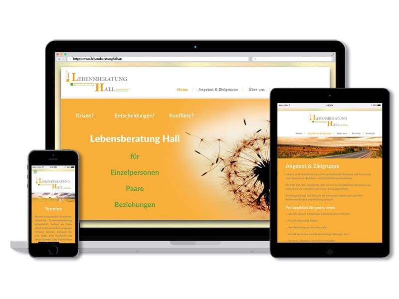 Responsive Webdesign für die Lebensberatung Hall von der Werbeagentur Mauenbert Tirol