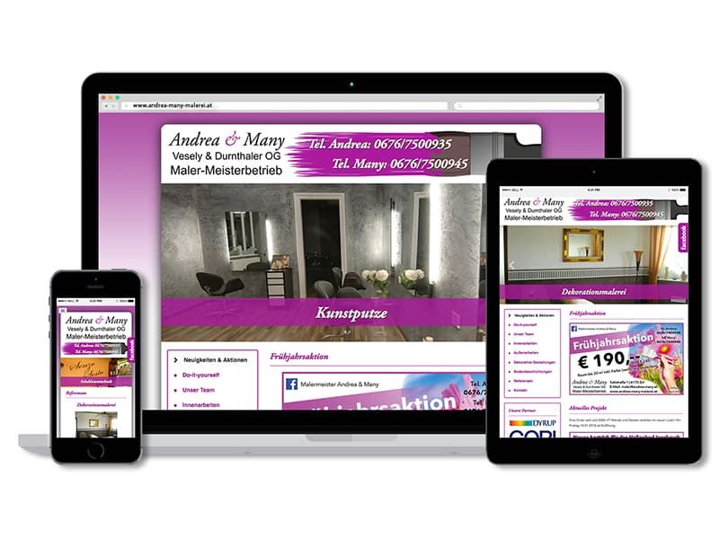 Website im responsive Design für Andrea und Many Maler-Meisterbetrieb