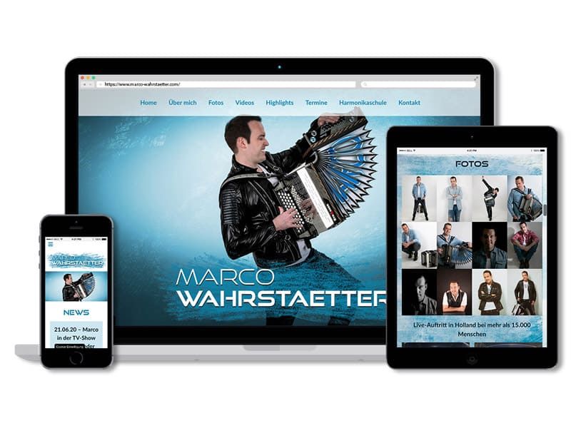 Website für Musiker Marco Wahrstaetter von der Werbeagentur Mauenbert Tirol