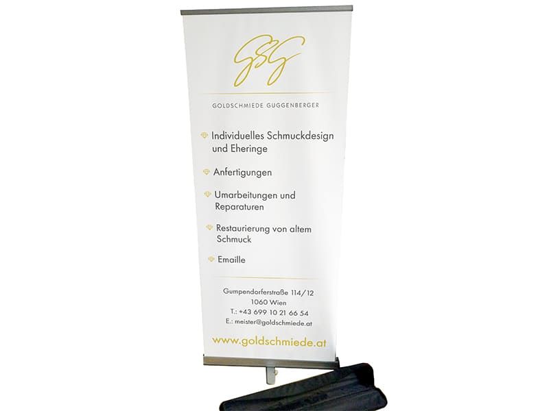 Roll Up Gestaltung Goldschmiede Guggenberger gestaltet von der Werbeagentur Mauenbert & Co