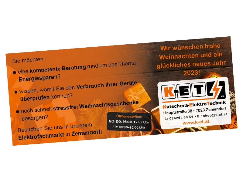 Inserat vn Kutschera Elektrotechnik für Gemeindezeitung Zemendorf