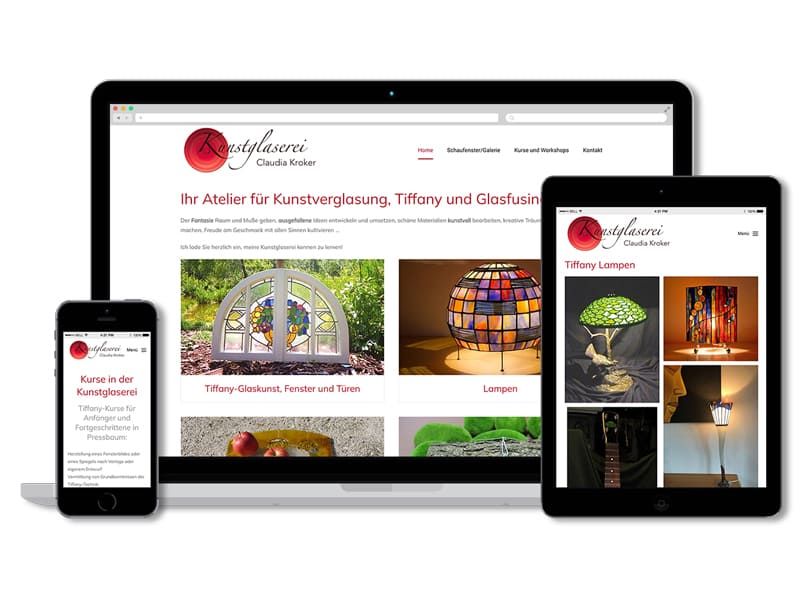 Responsive Webdesign für die Kunstglaserei Claudia Kroker in Pressbaum