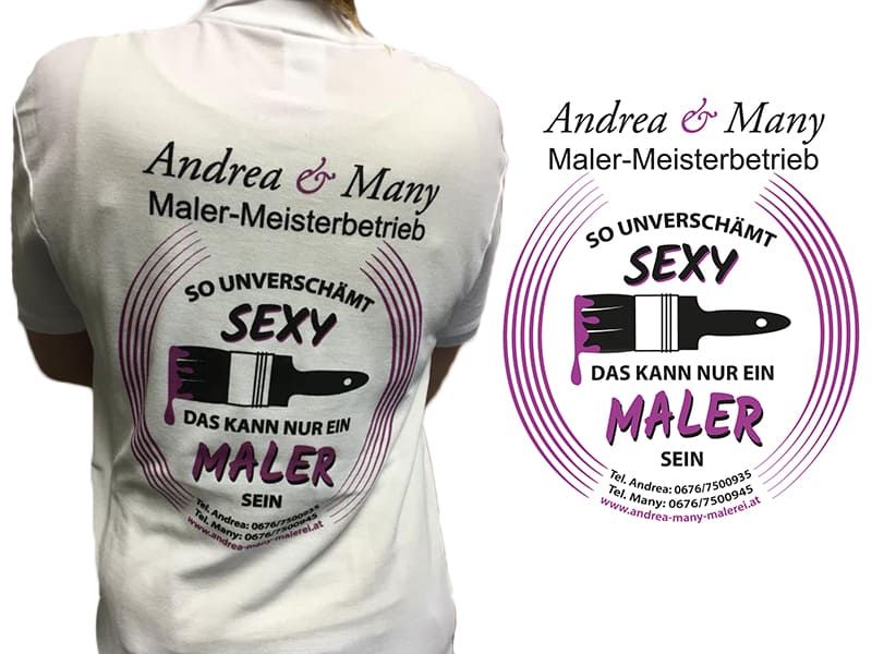 Gestaltung von T-Shirts für Andrea & Many Maler-Meisterbetrieb