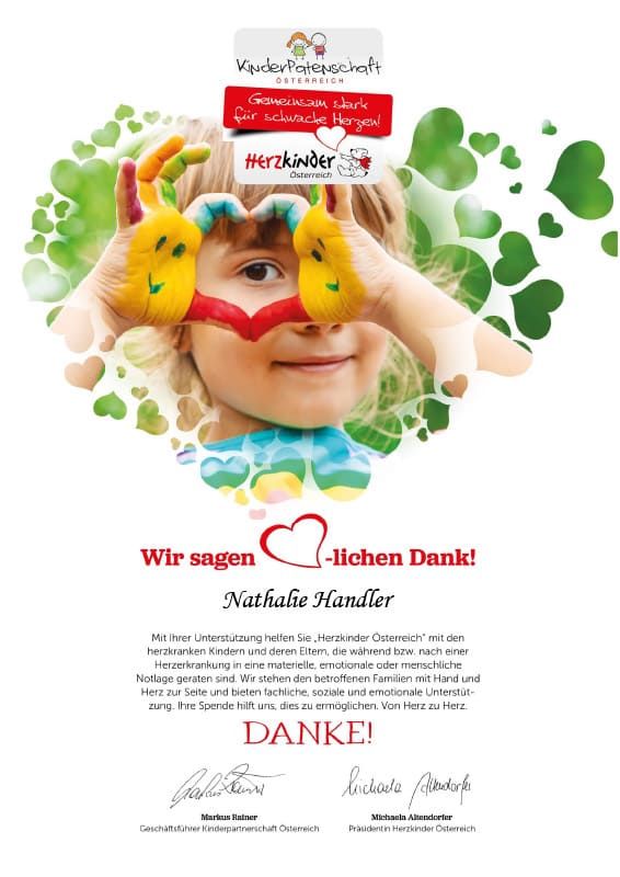 Urkunde Spende für Herzkinder Österreich