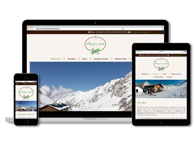 Responsive Website für Pforzheimerhütte von der Werbeagentur Mauenbert Tirol