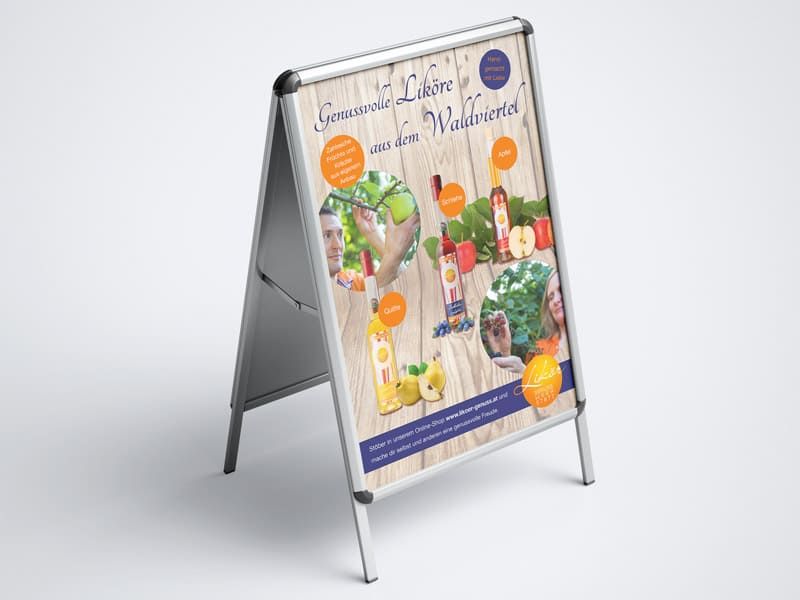 Plakatgestaltung für die Likör Genusswerkstatt von der Werbeagentur Mauenbert