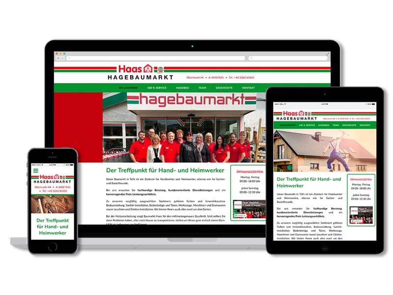 Website im responsive Design für Haas Hagebaumarkt